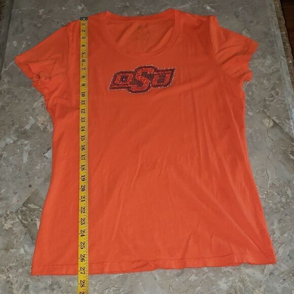Women's Rhinestone Bedazzled Oklahoma State University Cowboys Short Sleeve Tee - Picture 7 of 7